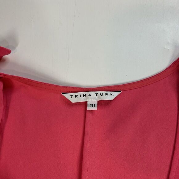 Trina Turk Top Womens 10 Pink Sleeveless Knot Beachy Resort Flowy Blouse - Picture 2 of 8